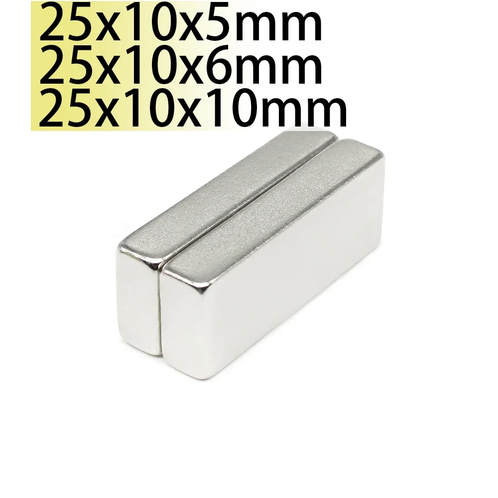 N35 25x10x5 25x10x6 25x10x10 Rectangle 25*10 Square Neodymium scooter Bar Block Strong Magnets Strip Search Magnetic Bar Ndfeb