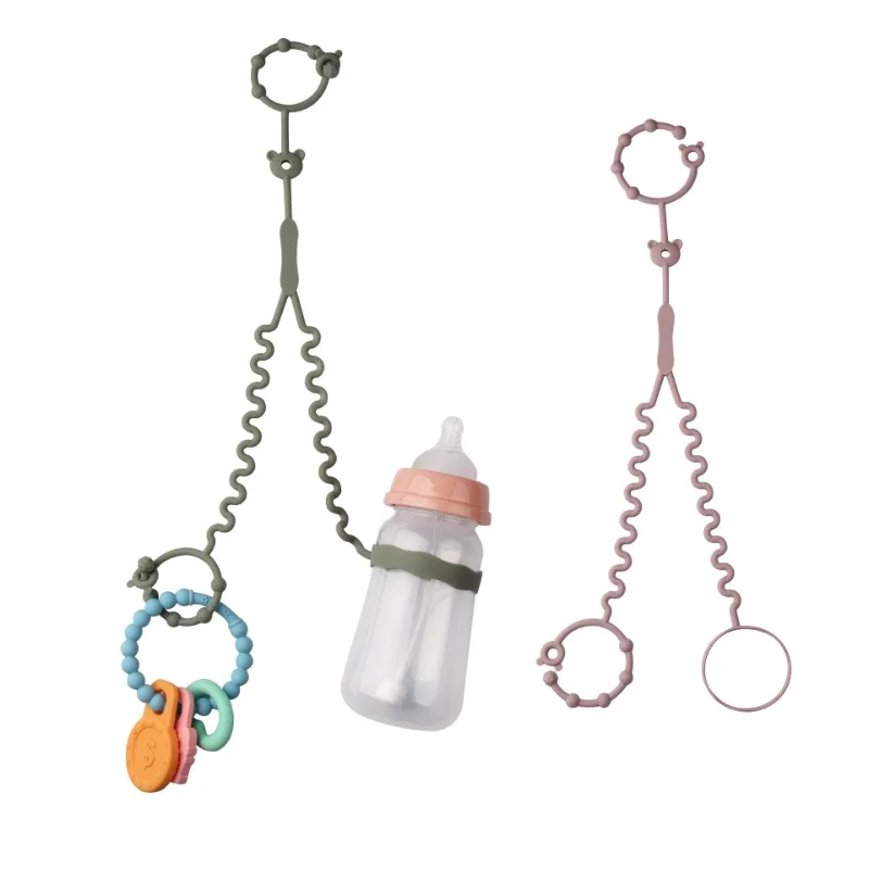 New Silicone Two-in-one Anti-lost Chain Teether Feeding Bottle Leash Anti Lost Nipple Accessories for Infants Pacifiers Leashes
