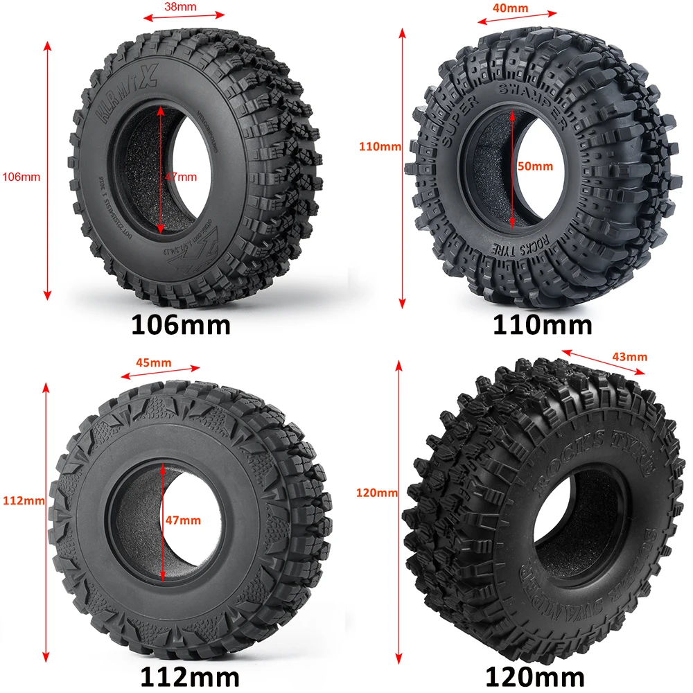 AXSPEED 4PCS Metal 1.9 kołpak Beadlock opony ustawione 106/110/112/120mm dla gąsienica RC 1:10 oś samochodu SCX10 TRX4 części