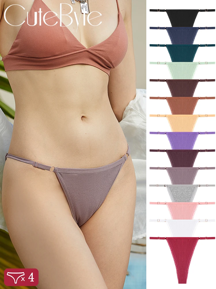 

4 шт., хлопковые кружевные трусики, сексуальные стринги, женское нижнее белье с низкой талией, удобное нижнее белье, трусы, стринги с регулируемой талией, нижнее белье