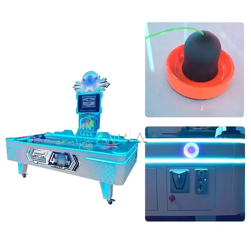 Coin-Operated Arcade Single Multi-Ball Air Hockey Table Model A03 100W Power Metal and Plastic for