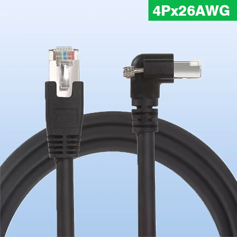 GIGE Industrial Camera Gigabit Network Cable 90-Degree Elbow Rj45 with Screws Fixed High Soft Towing Chain Network Cable Basler