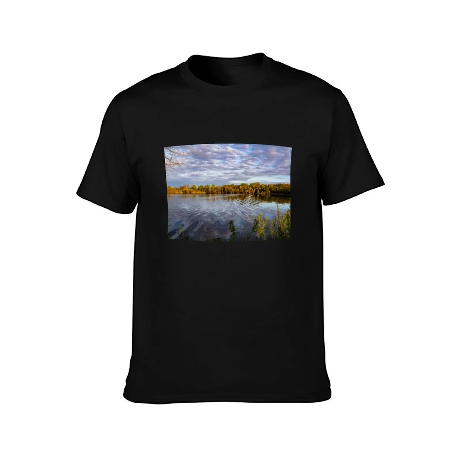 Ripples from a Boat on a Lake near Waterloo, Iowa T-Shirt Athletic Fit Sports Short Sleeve Top