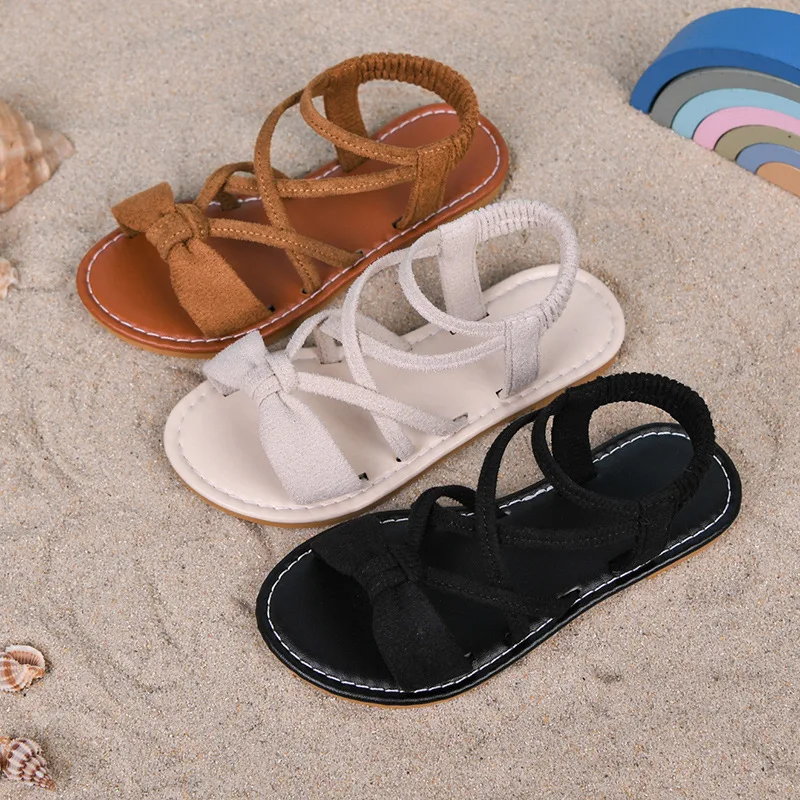 

Fashion Plus Size Kids Shoes2026summer Girls Intersection Sandals Anti Slip Girls Flat Beach Shoe Simple Versatile Child Sandals