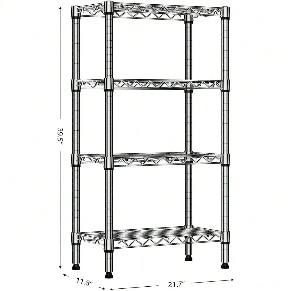 

4-Tier Metal Shelf Adjustable Pantry Garage Storage Rack Shelves Shelving Chrome