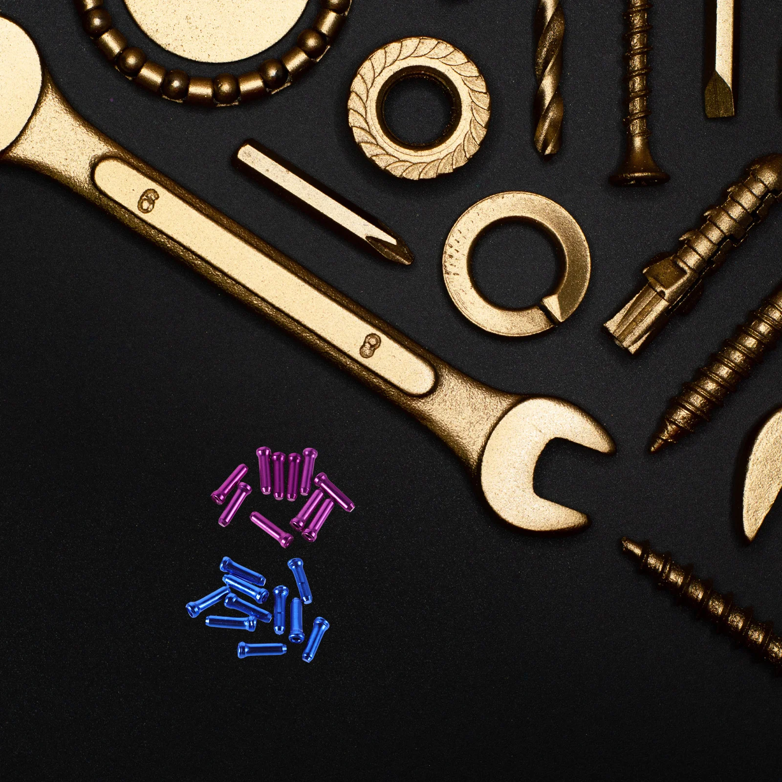 

80pcs Mountain Bike Cable End Caps Aluminum Alloy Lightweight High Precision For Brake Shift Systems Bike Cable Kit Cycling