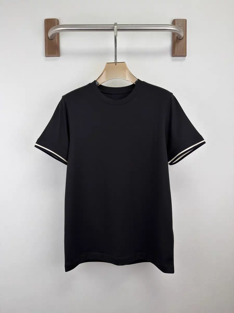 

Italian Style Men's Short Sleeve T-Shirt Embroidered Letter round Neck Breathable Casual Cotton Top for Summer 2026