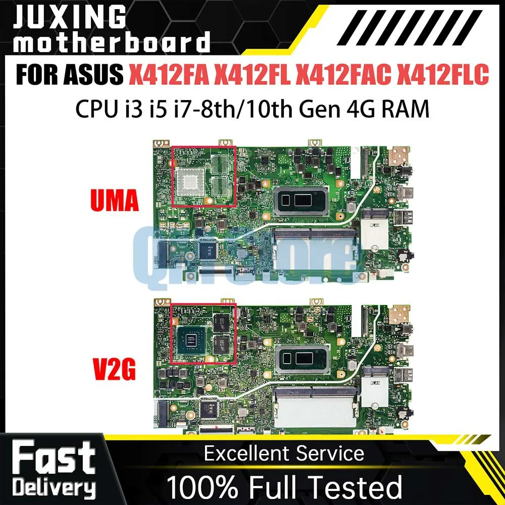 

Материнская плата для ноутбука, 10000 МБ, X412FA X412FL X412FAC X412FLC X412FJ A412F F412F, I3 I5 I7, 8-й 10-й процессор, 4 Гб ОЗУ