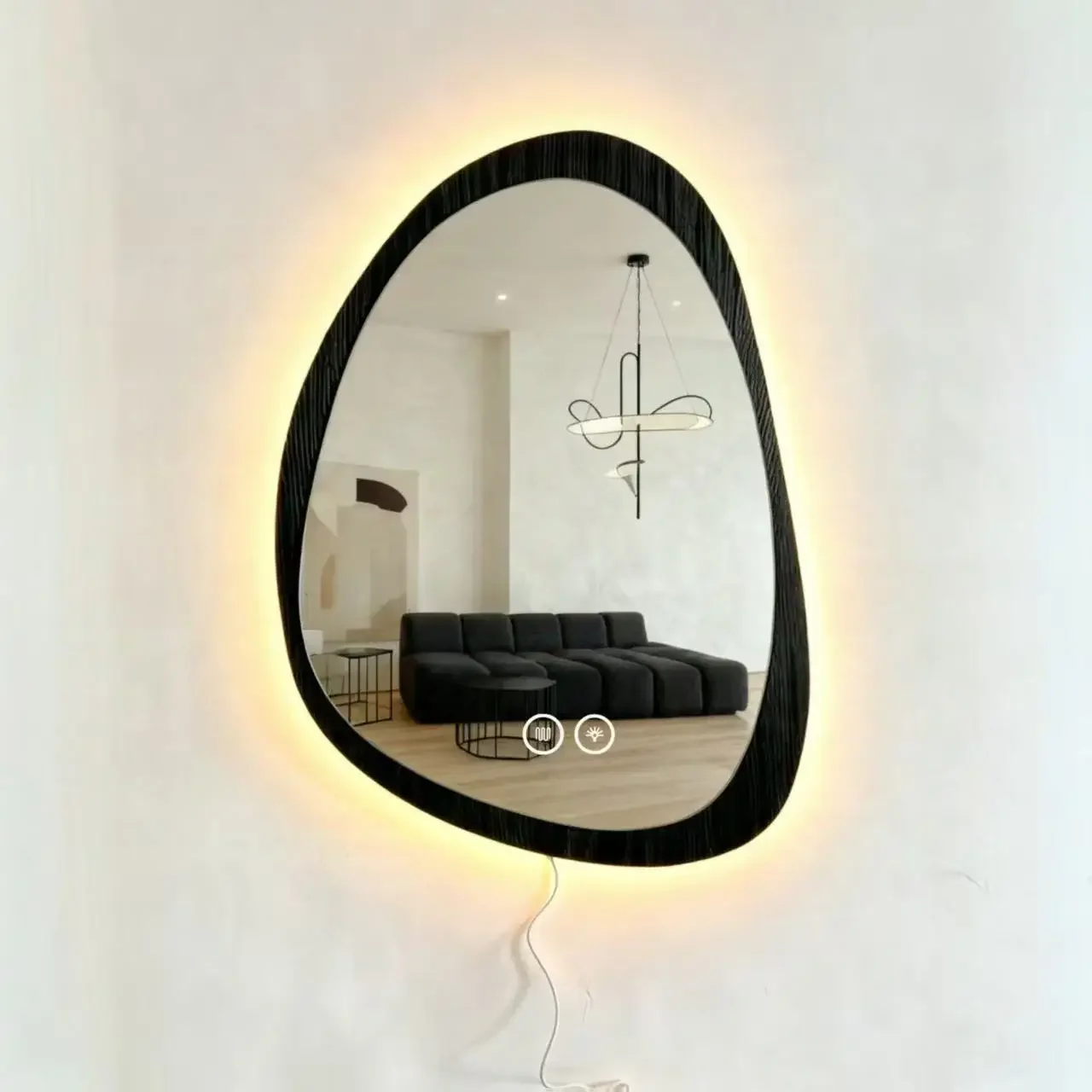 Teardrop-shaped LED-illuminated bathroom mirror with touch switch – a creative, decorative art mirror. U83
