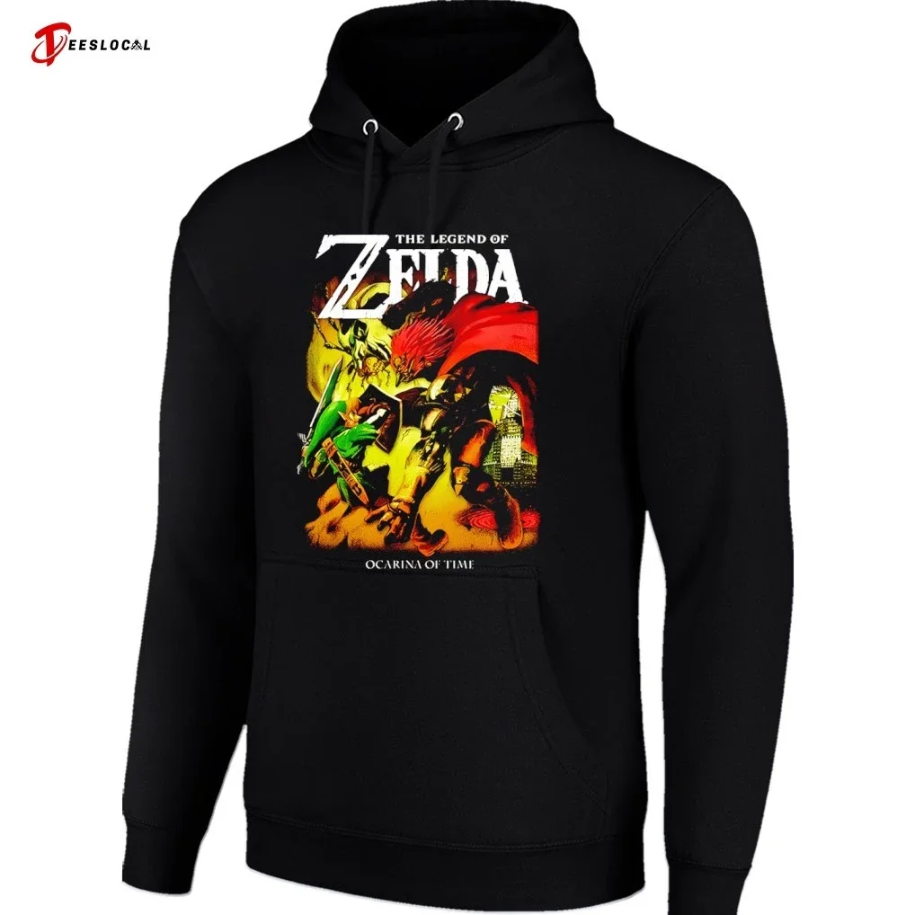 The Legend of Zelda 40th Anniversary Hoodie Black Print Pullover Sweatshirt Men Women Game Link Graphic Hoodies Streetwear