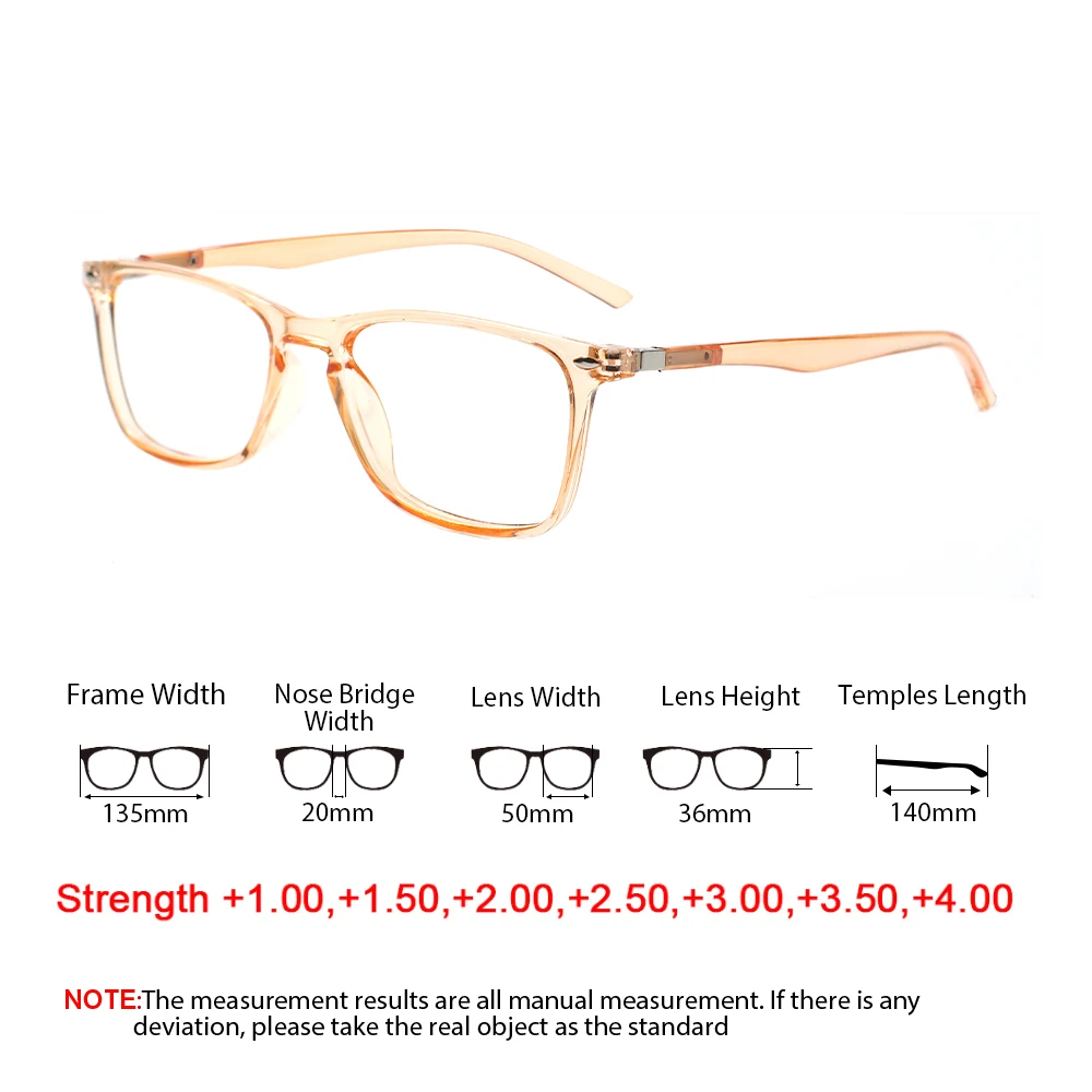 Turezing 5 Pair Of Multi-color Fashion Oversized Square Reading Gasses Men And Women Large Frame Mirror Diopter +1.0~+6.0