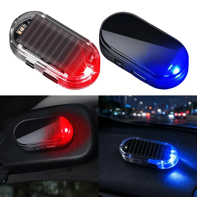 Car Anti-theft Light Universal Solar Car Fake Security Alarm Light LED Flashing Warning Lamp Anti Theft Simulated Warning Light