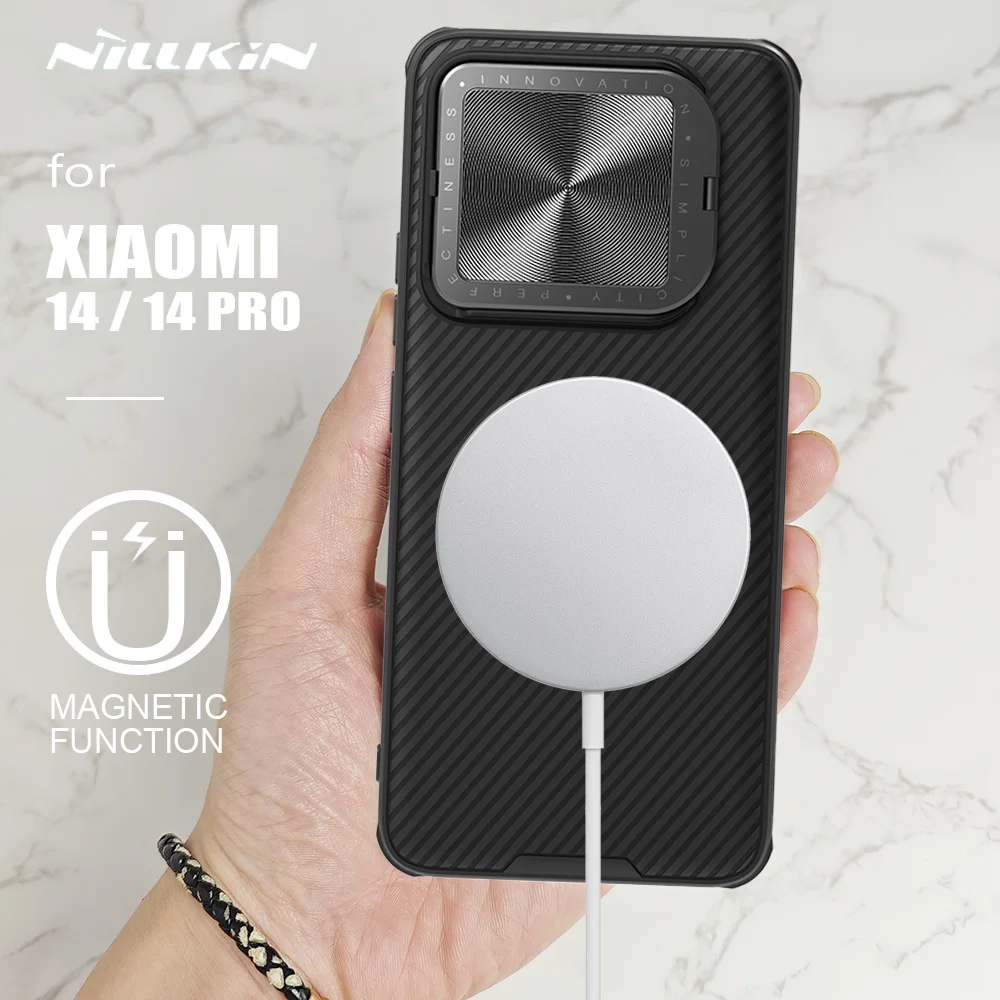 for Xiaomi Mi 14 / 14 Pro 5G Case Nillkin Camshield Prop Camera with Stand Magnetic Case for Xiaomi Mi14 Mi 14 Pro Lens Cover