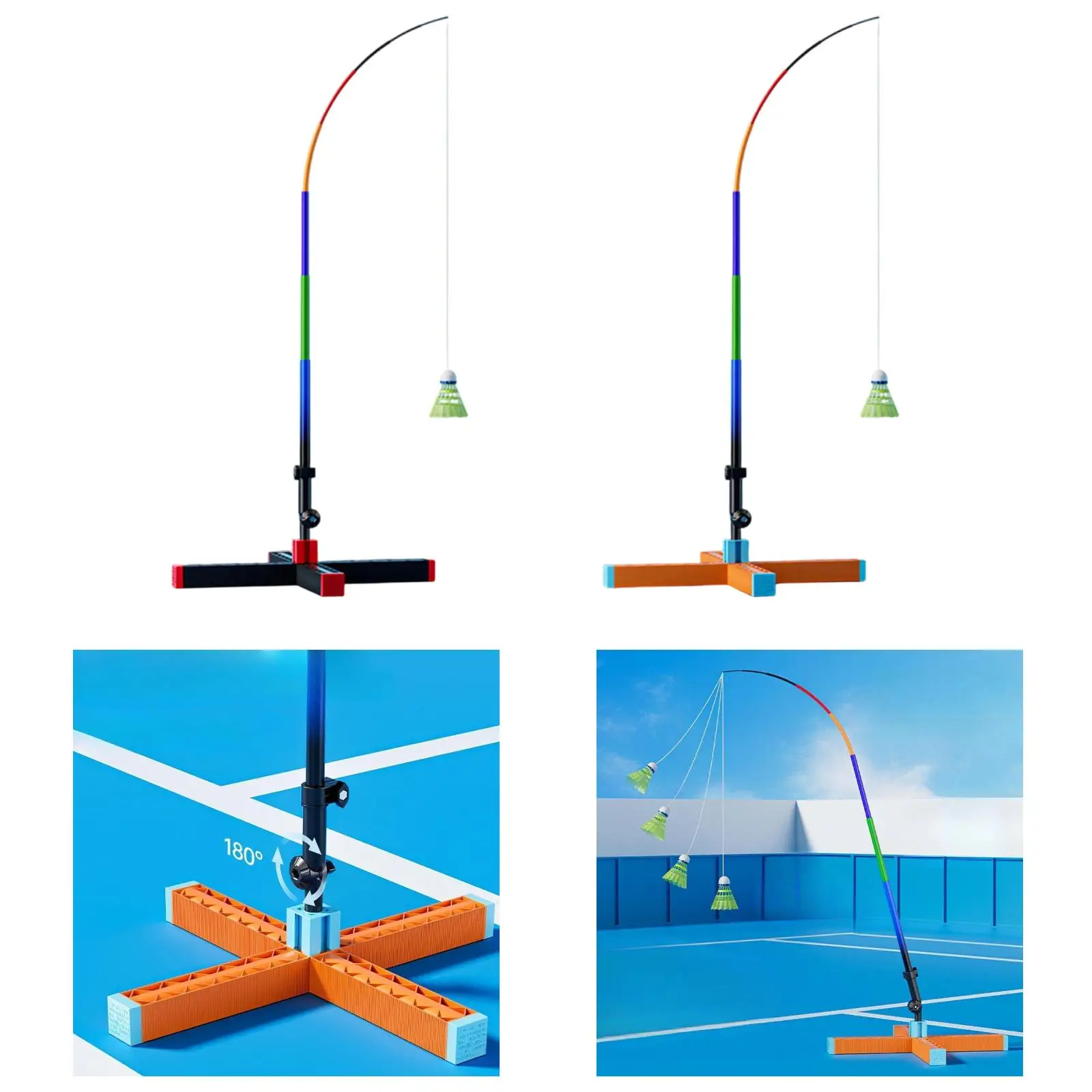 Elastic Badminton Train Set Single Player Aid Automatic Return Stable Efficient Practice Kit for Home Gym Balcony and Yard