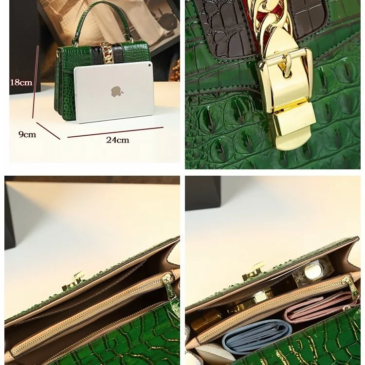 New 2026 Women's Fashion Leather Crocodile Pattern Handbag, Messenger Bag, Small Shoulder Bag