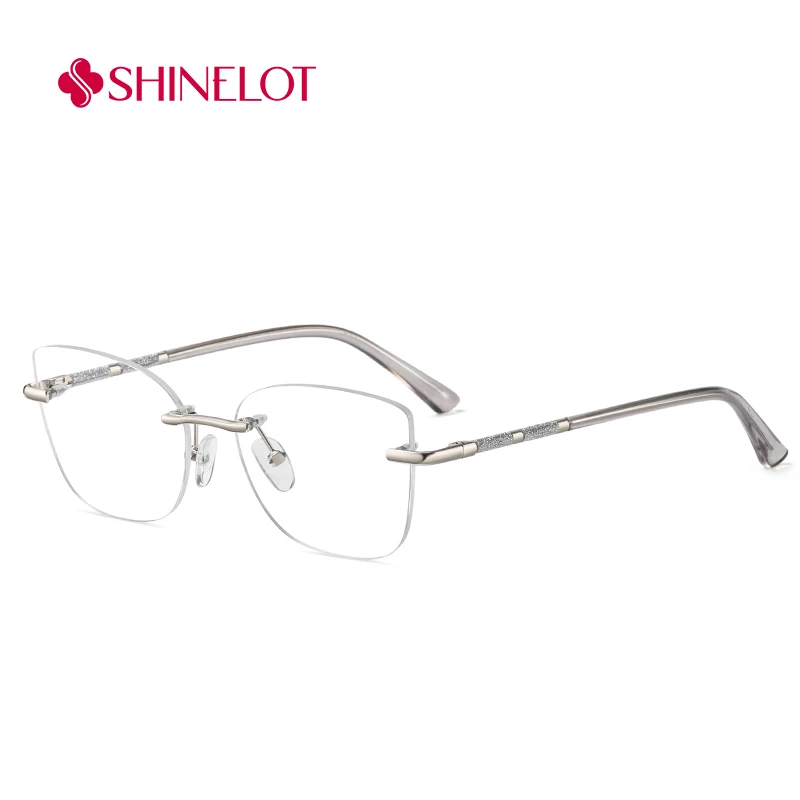 

91728 All Face Shapes Cat Eye Eyeglasses Frame Female Frameless Optical Bluelight Blocking Glasses Urban Lady Eyewear
