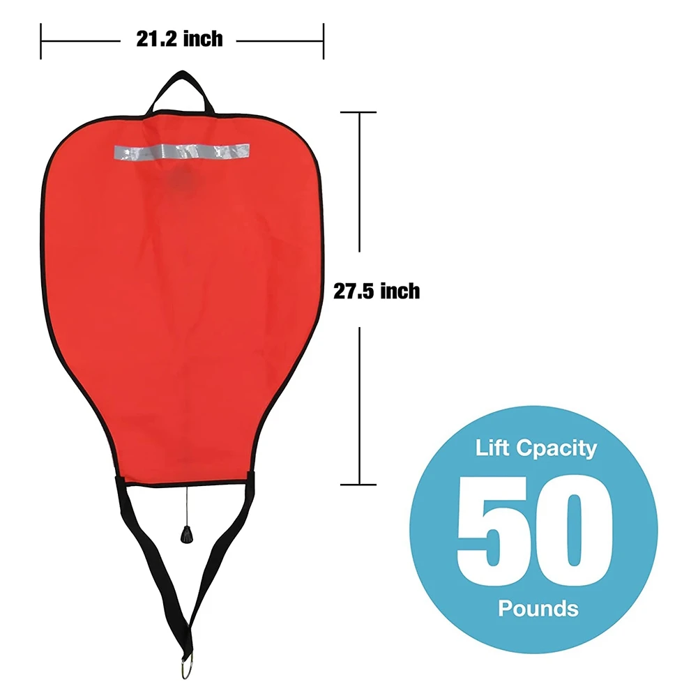 Scuba Diving Nylon Lift Bag,High Visibility Buoyancy Bag with Open Bottom,Salvage Bag Float Buoy(Red)