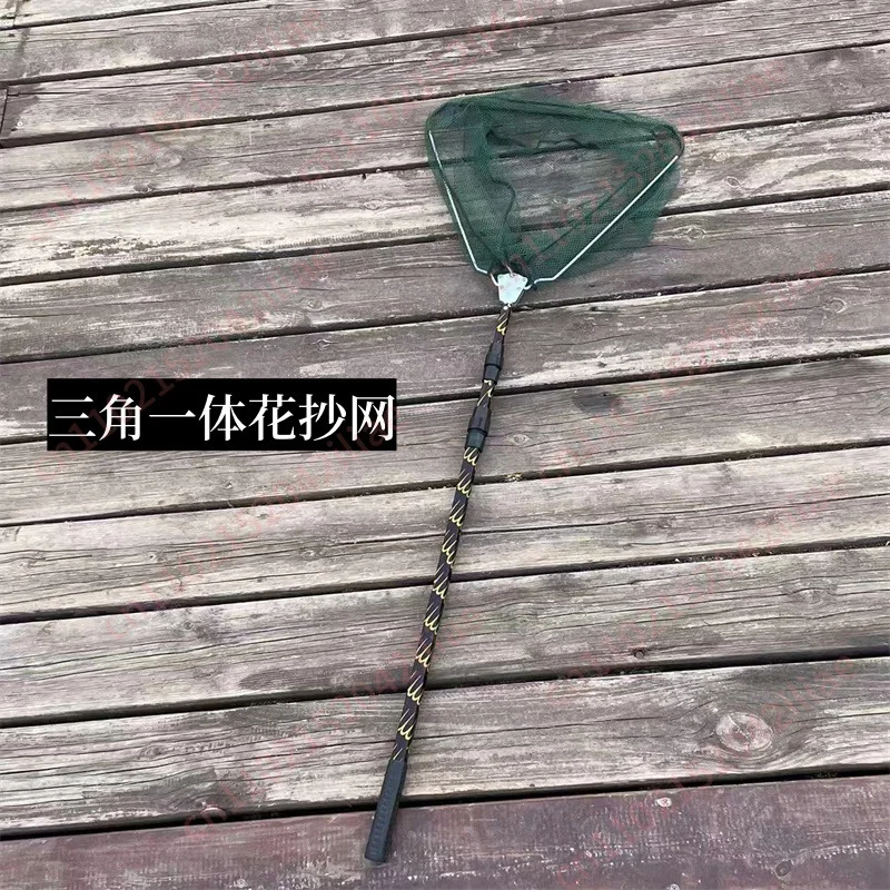 Aluminum alloy flower rod copying net three sections retractable positioning net pocket fishing gear fishing supplies