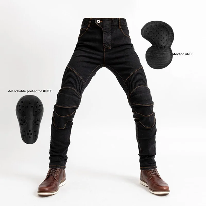 

Spring and summer new cycling pants with cover anti-drop locomotive jeans, men's and women's slim-fitting racing pants