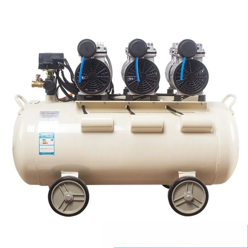 

l Small Silent Oil-free Rocking Piston High Pressure Portable Air Compressor 2.2KW 120L Lower Noise Movable Blowing Dust Air Pu