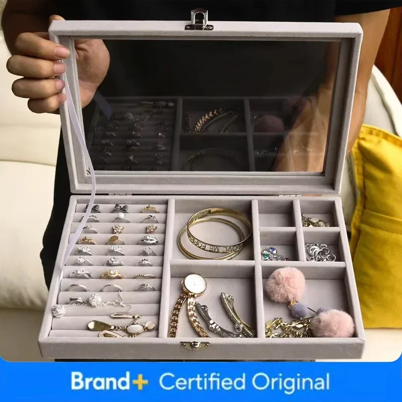 

Hot Sales Fashion Portable Velvet Jewelry Ring Jewelry Display Organizer Box Tray Holder Earring Jewelry Storage Case Showcase