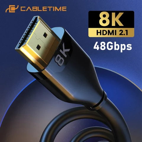 CABLETIME 8K HDMI to HDMI 2.1 케이블 스위치 PC 노트북 TV 스마트 장치용 48Gbps 고속 8K 60Hz 4K HDMI 호환 케이블