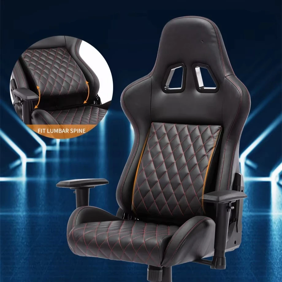 Wholesale Racing Style PU Leather Automatic Lumbar Support Reclining Ergonomic Gaming Chair