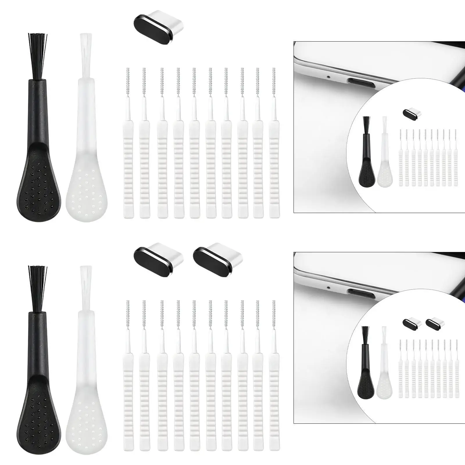 Kit di strumenti per la pulizia della porta di ricarica del telefono Copertura antipolvere Smartphone Protezione comoda della porta compatta multifunzionale per 15 16