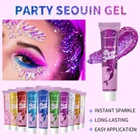 10 Pièces de Gel Pailleté pour le Corps, Cosmétiques Pailletés pour le Visage de Carnaval Adaptés aux Femmes, Paillettes Épaisses et Brillantes pour Cheveux, Accessoires de Carnaval 2
