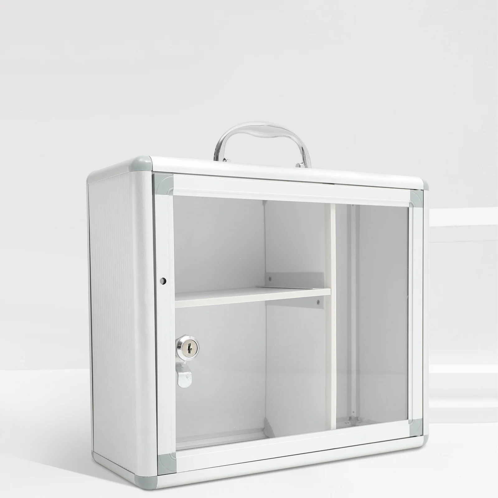 صندوق دواء مثبت على الحائط، علبة قفل متينة من سبائك الألومنيوم لتخزين الأدوية في المنزل والمكتب للاستخدام الخارجي من الألومنيوم #5