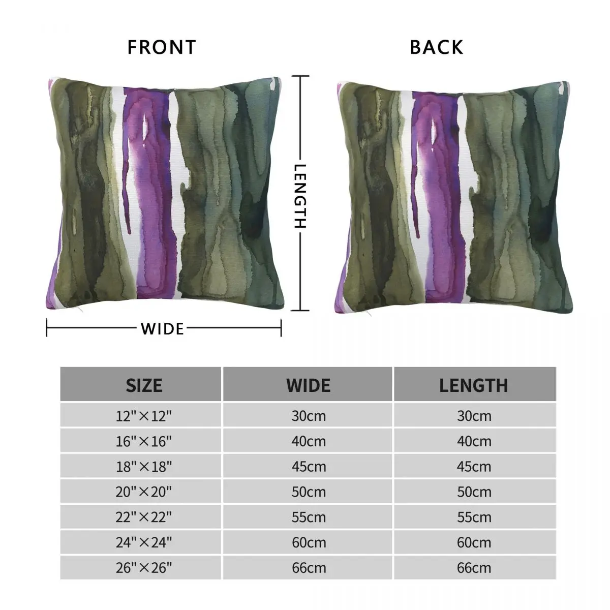 Violet Green Rectangluar Shapes Square Pillowcase Polyester Linen Velvet Creative Zip Decor Throw Pillow Case Car Cushion Cover