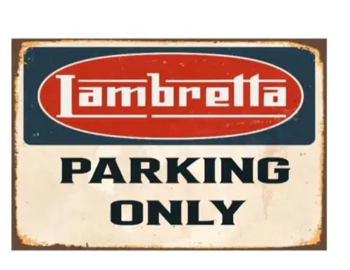 1P,Metal Tin Signs Lambretta parking only Vintage Retro Home Man Cave Garage Shed