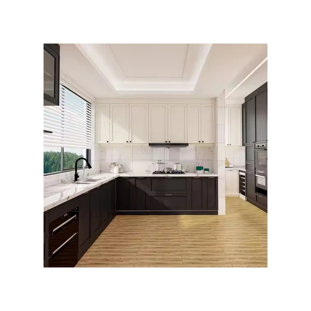 Custom North American Simple Design Classic Flat Pack Glossy High Quality Solid Maple Wood Modern White Shaker Kitchen Cabinets