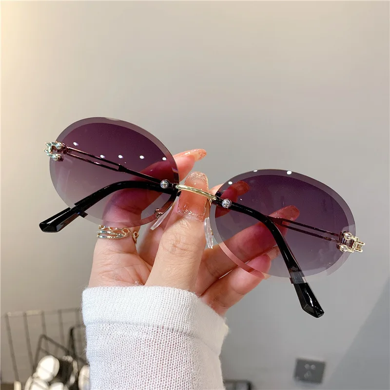 

Ladies Sunglasses Oval Gradient Sun Glasses Frameless Rimmed Flow Women Men Fashion Travel Outdoor