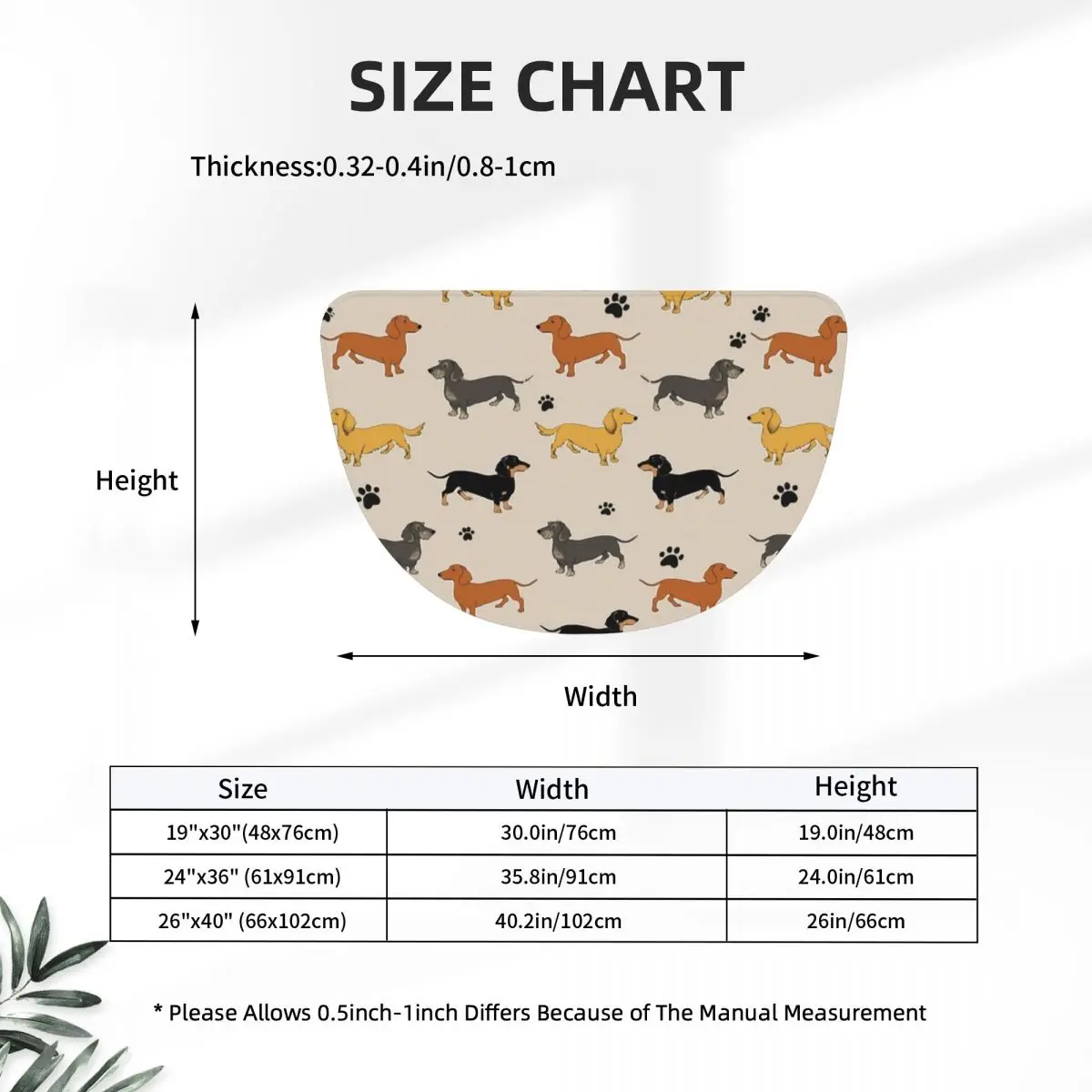 Weenie Weenies (Dachshund Sausage Dog) Soft Flannel Half Round Doormat Non Slip Bathroom Mat Absorbent Floor Carpet for Bathroom