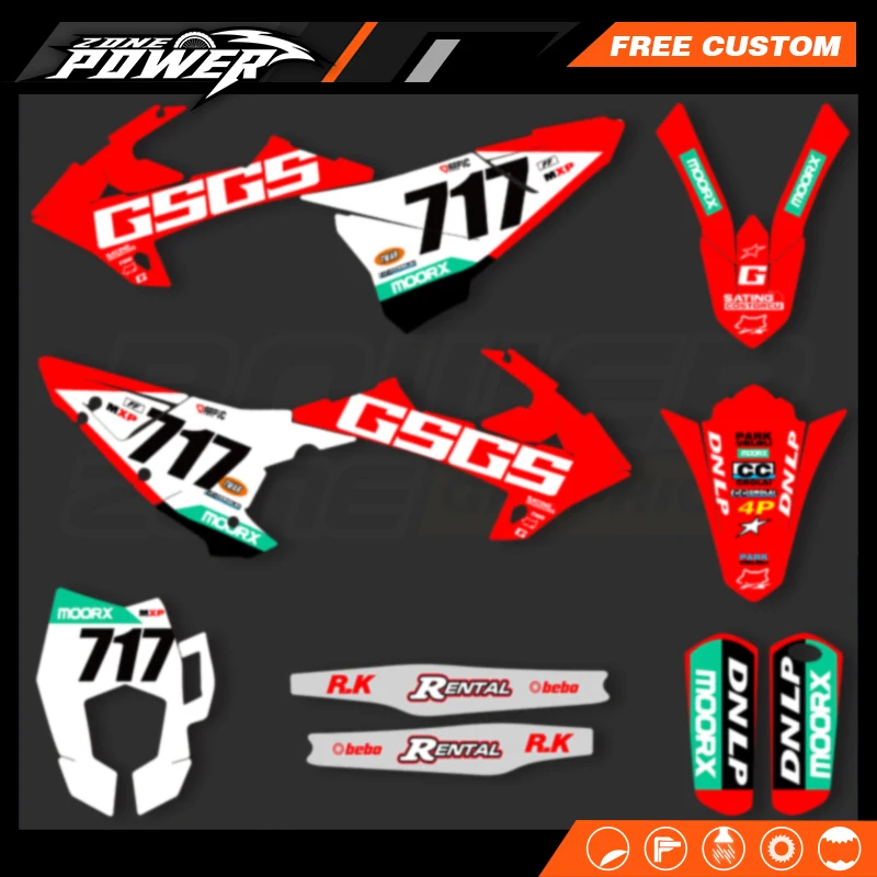 Powerzone Custom Team Graphics Background Decals Stickers Kit for Gasgas Gas Gas EC MC 2018 2019 2020 8