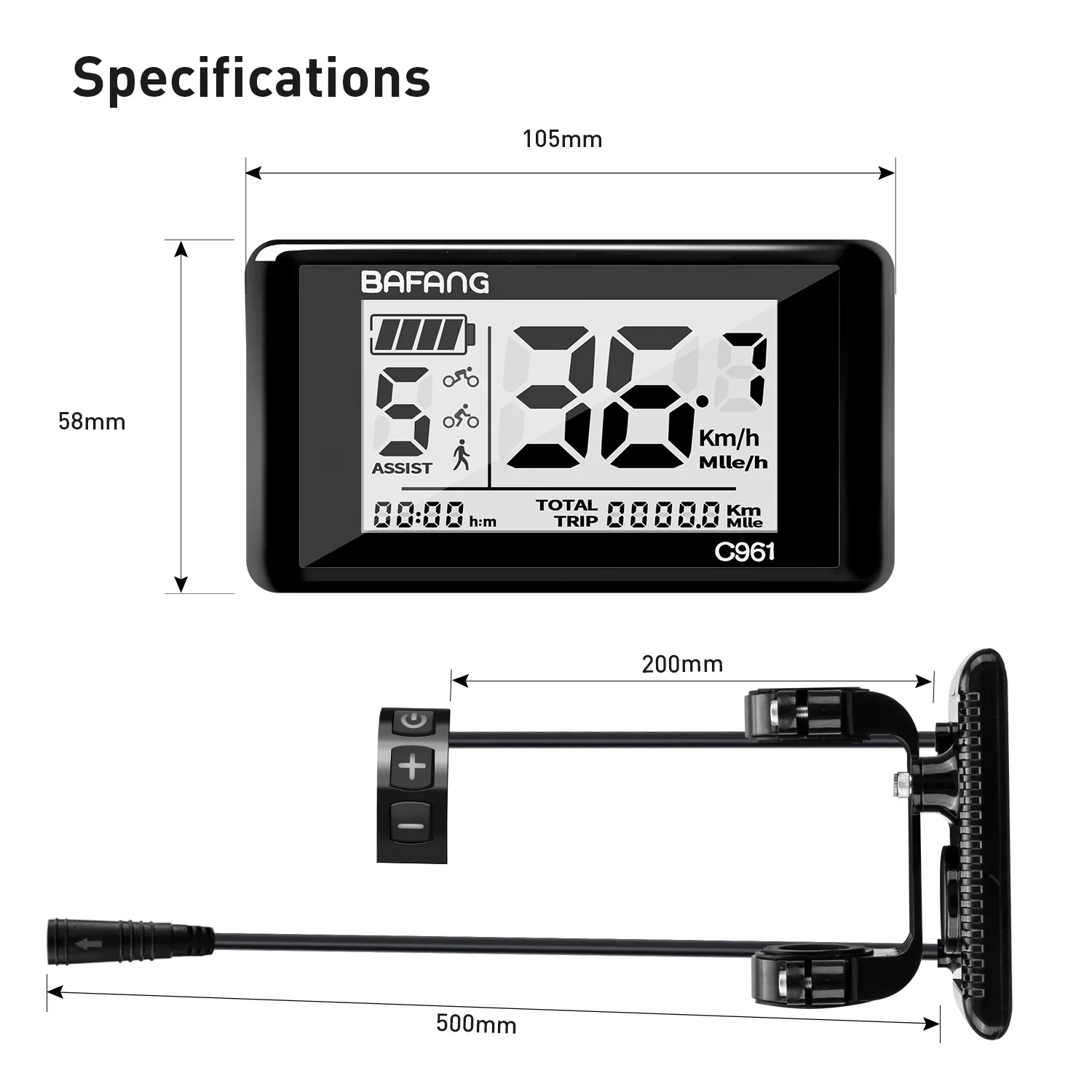 Ebike C961 Display Control Pane for BAFANG BBS01B BBS02B BBSHD Motor Electric Bike Bicycle Components Mid Motor Conversion Kit