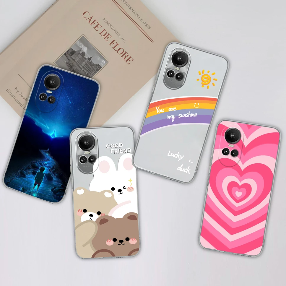 Etui na telefon Oppo Reno10 10 Pro 5G Pretty Flowers Clear Soft Silicone TPU Back Cover Capa For Oppo Reno 10 10Pro Fundas Coque