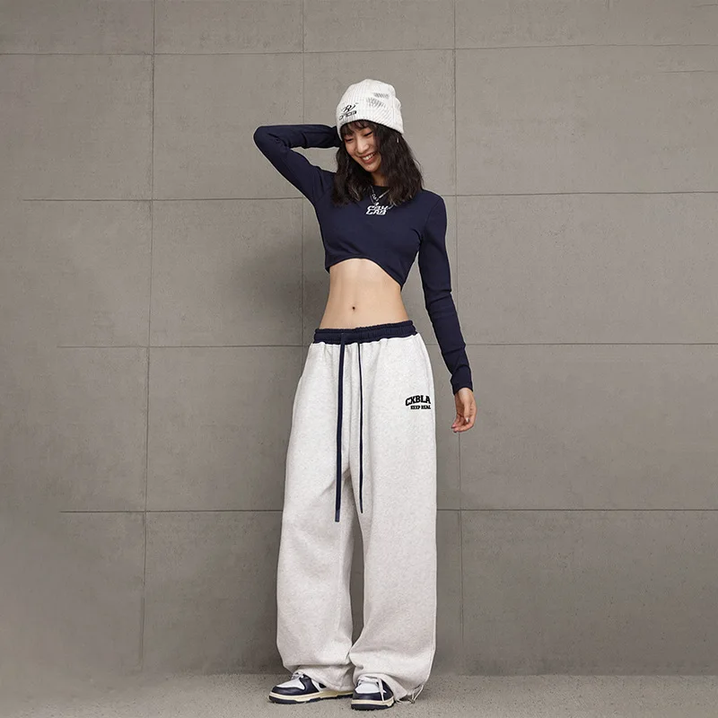 Koreanische Street Dance Hip Hop Sport Hosen für frauen Frühjahr Neue Jazz Dance Hohe Taille Gerade Bein Hosen Y2k Streetwear