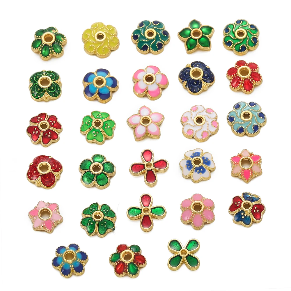 10pcs/lot Metal Loose Spacer Beads Flowers Caps For DIY End Spacer Charms Necklace Bracelets Earring Jewelry Making Craft