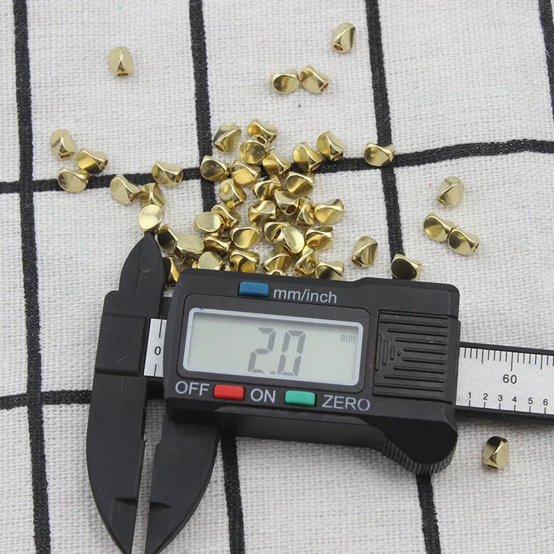 50Pcs 1.5mm 2mm Hole Irregular Twisted Brass Spacer Loose Beads For DIY Necklace Bracelet Jewelry Making Findings