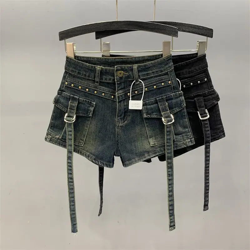 

New denim shorts for women in 2024, high waisted black spicy girl women jeans vintage clothes jeans women