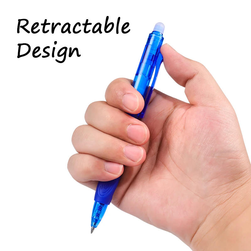 4pcs Black Blue Press Erasable Gel Pens 0.5mm +4pcs Refill +1 Rubber Pen for Drawing Writing Gel Ink Rollerball Pen Stationery