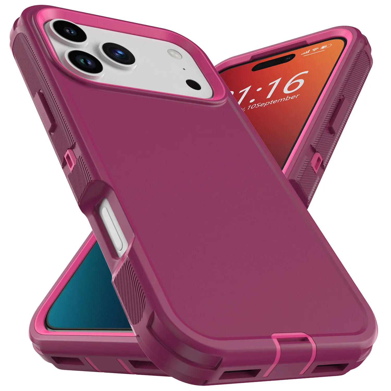 حافظة لهاتف آيفون 17/17 Air/17 Pro/17 Pro Max باللون الأحمر الخمري غطاء متين و4 قطع واقي شاشة من الزجاج المقسى الشفاف