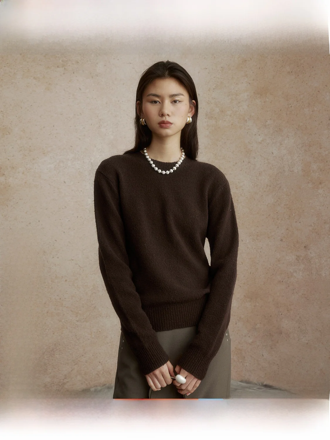 

ZhiZhi Fly Music Women's round Neck Knitwear Wool Blend Comfortable Loose Fit Long Sleeve Autumn Season Fashion Casual Style
