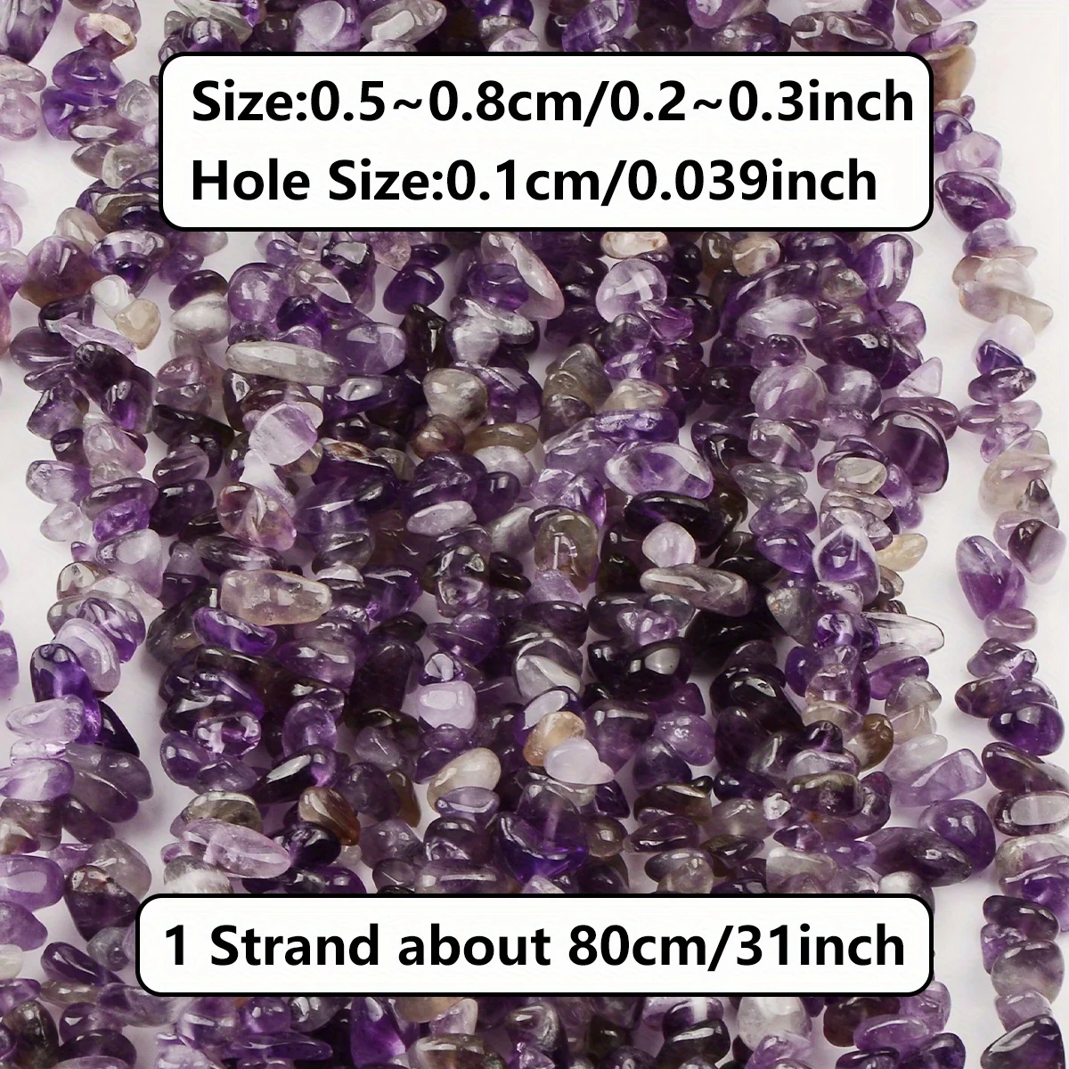 1 Strang 5–8 mm natürliche unregelmäßige lila Kristallsteinperlen Kieschips lose Steinperlen mit Loch für DIY Armreif Schmuck
