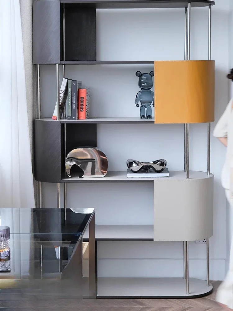 Saddle Leather Color Matching Bookshelf Bookcase Showcase Shelf