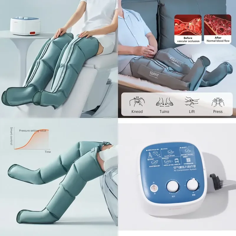8 Chamber Air Compression Leg Massager Recovery Boots Circulation Calf Wrap Muscle Relaxation for Home Use