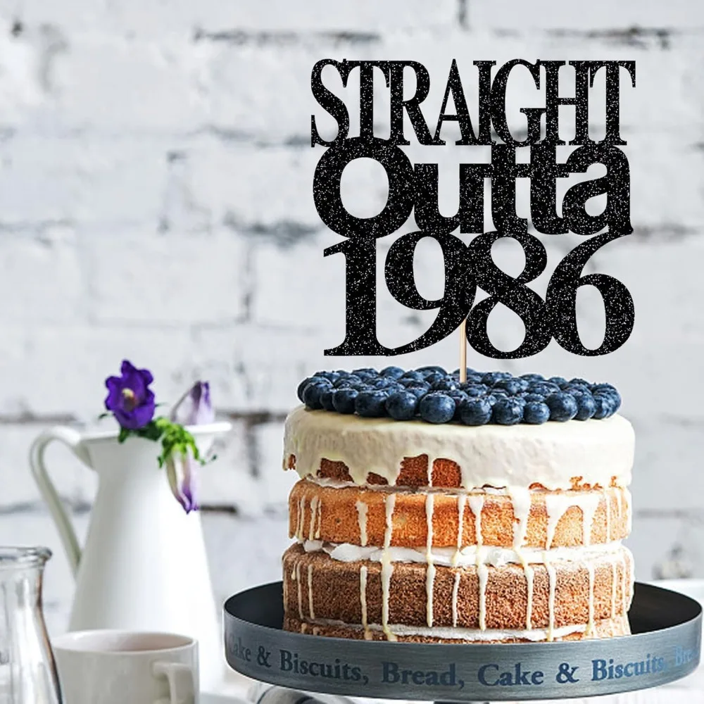 Straight Outta 1986 Tortenaufsatz für 40. Geburtstag, Cheer 40 Tortenaufsatz Lustige 40er Geburtstagsparty für Männer und Frauen – Detail 4