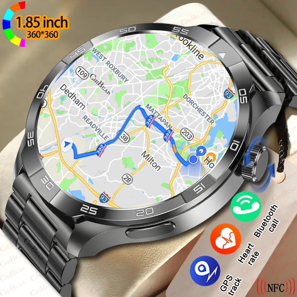 

Military Smart Watch Men GPS Track NFC Compass Health Monitor 1.85" Screen Always Display Time Sport Bluetooth Call Smartwatch
